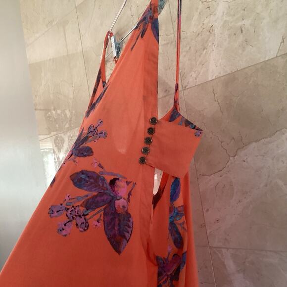 Free People Orange Crop Wide Leg Jumpsuit - S - Boho Maximalist Festival Vibes - Picture 9 of 13